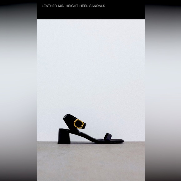 Zara Shoes - Zara Leather Mid-Height Heel Sandals